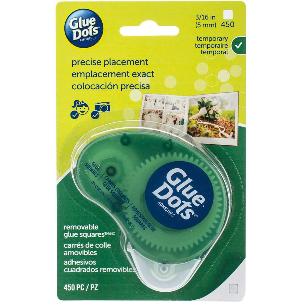 Glue Dots Non-Refillable Runner-Removable Squares .1875" 450/Pkg